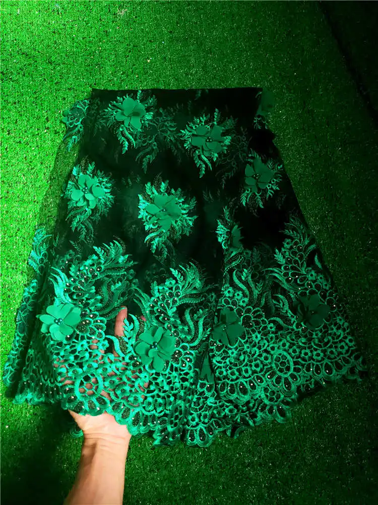 

Factory price2019Latest African 3D Applique lace fabric with stones Beads for Christmas party Dresses Winn398ll