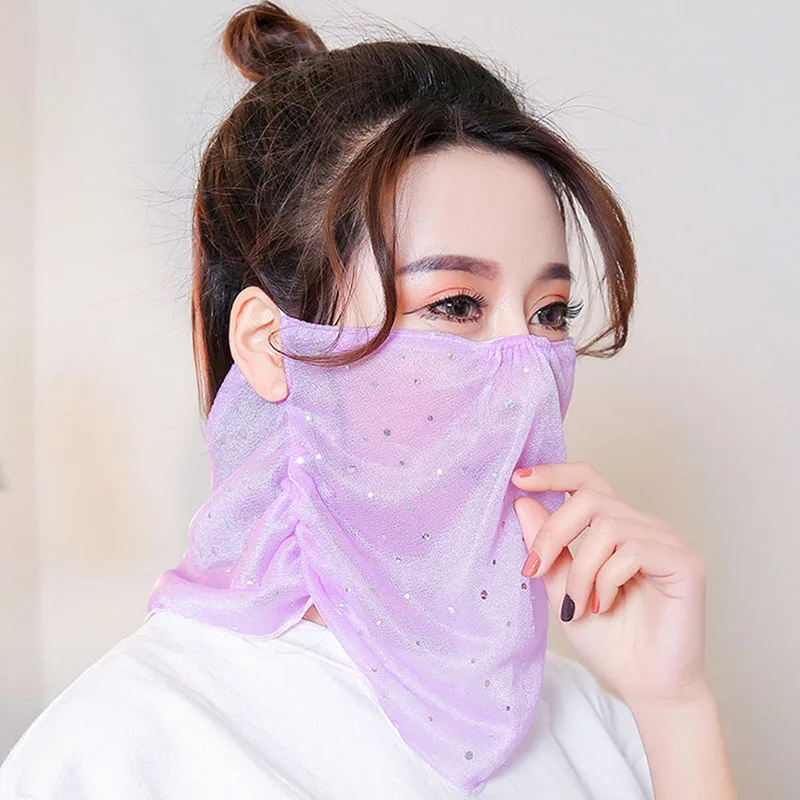 purple Модная женская маскирующая маска, солнцезащитная, для улицы, для шеи, полная, анти-УФ, тонкая вуаль, натуральная, дышащая, летняя, Солнцезащитная маска - Цвет: purple