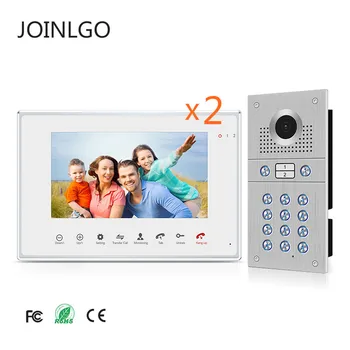 

7 inch Touch Button Monitor Steel Outdoor Panel Video Door Phone Intercom System RFID Card / Keypad Camera For 2 Apartment House