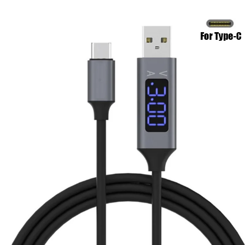 Micro USB 3,0 3A для быстрой зарядки и передачи данных светодиодный цифровой Напряжение и ток Дисплей usb-кабель в нейлоновой оплетке для samsung S9 S10 - Цвет: Type-C