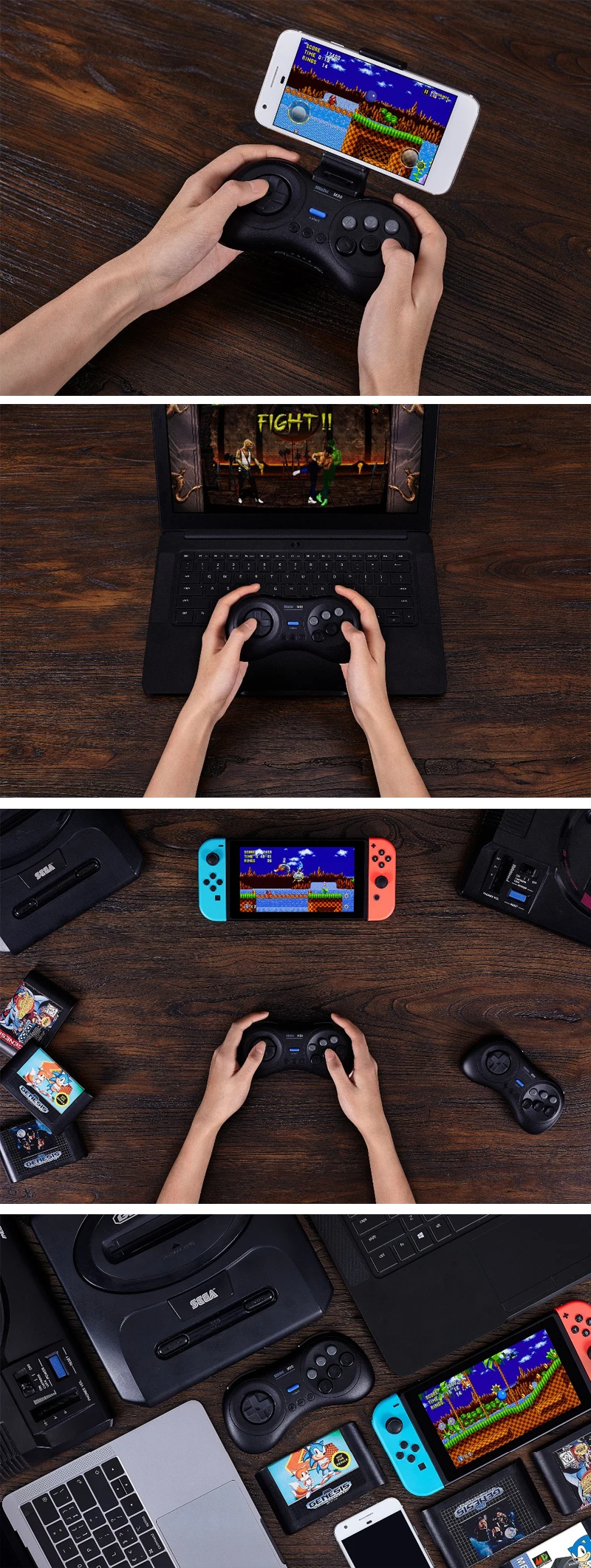 8BitDo M30 беспроводной 2,4G Bluetooth геймпад контроллер для sega Genesis Мега Тип укрепления для nintendo переключатель ПК MAC паровые игры