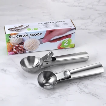 

ZIYLCO Stainless Steel Ice Cream Scoop Ice Ball Maker Yogurt Cookie Dough Meat Balls Ice Cream Spoon Tools Watermelon Spoon