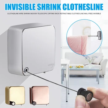 

Hot Clothesline Wire Shrink Indoor Telescopic Drying Rack Retractable Clothes Line Nail-free Invisible LSK99