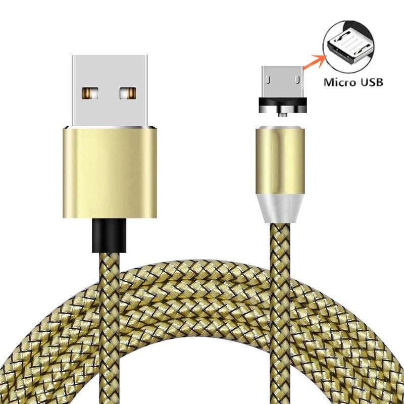 Магнитный usb-кабель для быстрой Зарядное устройство Micro USB кабель для передачи данных для Xiaomi 9T 9 8 SE CC9 Redmi 6 6A 7 7A Note 4 4X5 5A 6 7 K20 Тип C шнур - Цвет: Micro Gold