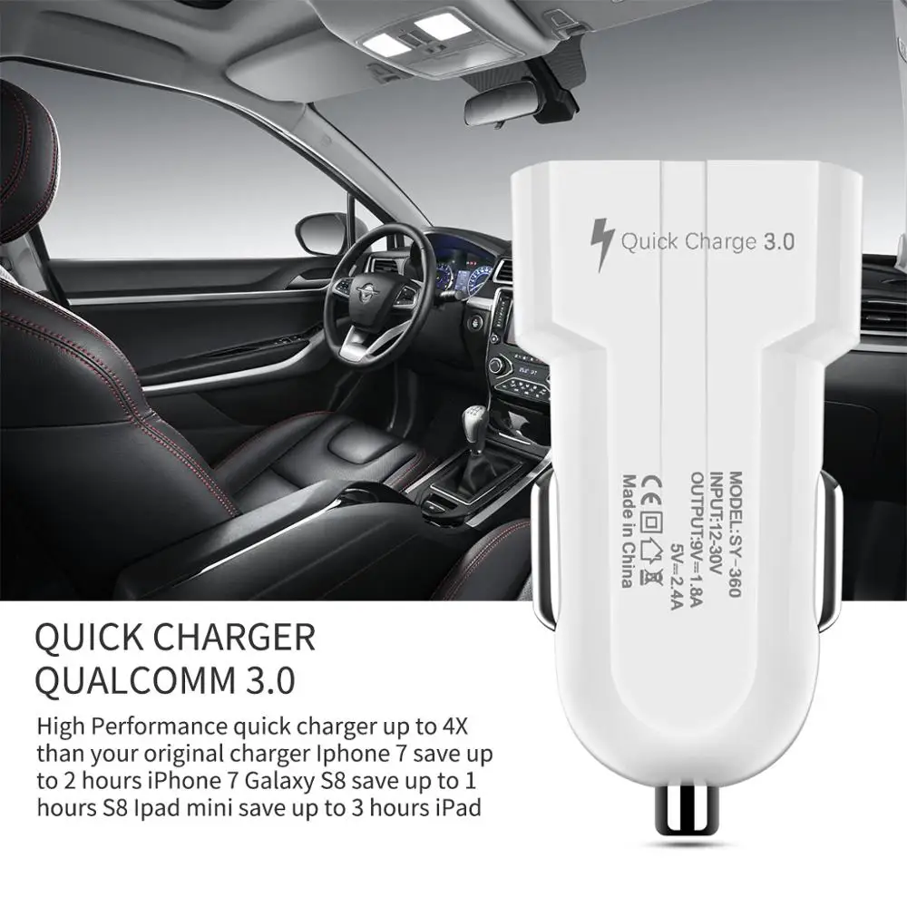 Быстрая зарядка 3,0 одно usb Автомобильное зарядное устройство QC3.0 USB адаптер зарядное устройство для мобильного телефона 5V 2.4A Мини Автомобильное зарядное устройство для iphone 8 x