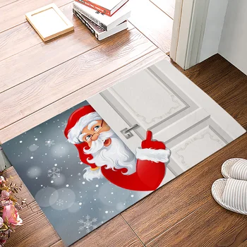 

Christmas Santa Claus Snowflakes DoorMat Outdoor Indoor Bathroom Rug