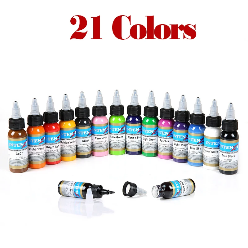 

21 Color Tattoo Ink Pure Plant Tattoo Color Set 30 Ml Eyebrow Brown Permanent Tattoo Melanin Color Body Color Supplies Tinta