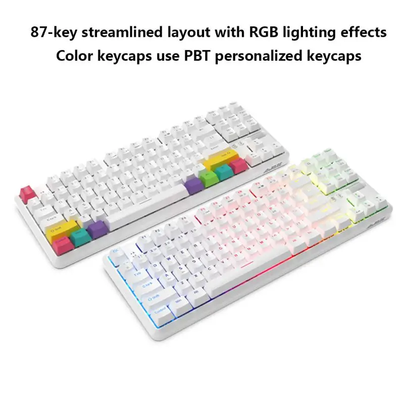 

87 Keys Mechanical Keyboard RGB Backlit Gaming Keyboards with Keycaps Replacement for PC Laptop