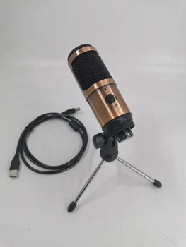 

Computer Microphone USB Condenser Stand Gold Mikrofon Live broadcast Sound Audio Studio Wired Vocal Recording karaoke Microfon