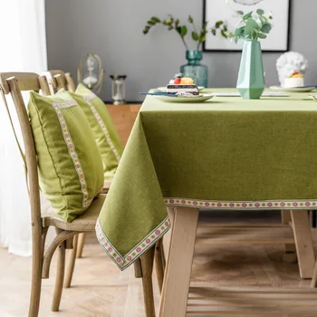 

Fashion Plain Designs Solid Decorative Linen Tablecloth With Tassels Rectangular Wedding Dining Table Cover Tea Table Cloth