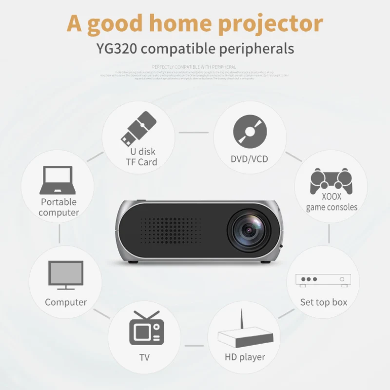 YG320 Домашний Мини HD 1080P светодиодный мини портативный проектор 320x240 пикселей HDMI USB