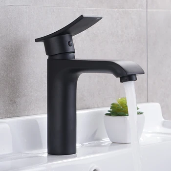 

Aiigo Deck Mounted Faucet Contemporary Matte Black Bathroom Sink Faucet Cold And Hot Water Kitchen Faucet LD16068