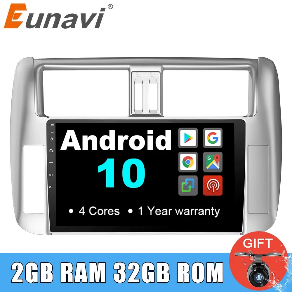 Eunavi 2 din Android 10 автомобильный Радио стерео Мультимедийный плеер для Toyota Prado 150 Land