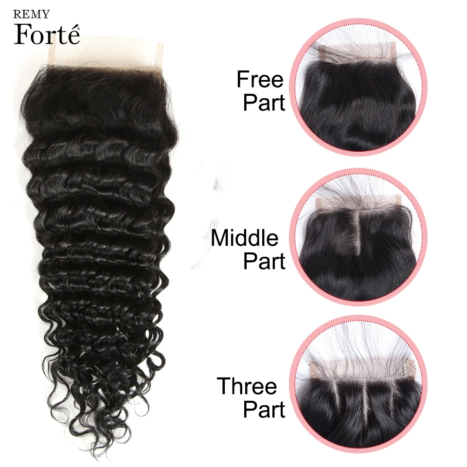 Remy Forte, глубокая волна, пряди с закрытием, бразильские волосы, вплетаемые пряди R5, человеческие волосы, пряди с закрытием, 3/4 пряди волос