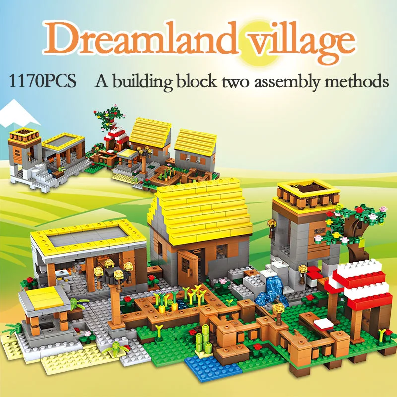 

1170pcs World Dream Gold House Village Building Blocks City Educantion Bricks Toy For Kids