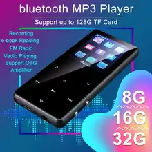 Поддержка tf-карты Портативный 8G 16G 32G bluetooth MP3 MP4 HIFI музыкальный плеер FM радио звук Запись голоса рекордер с наушниками