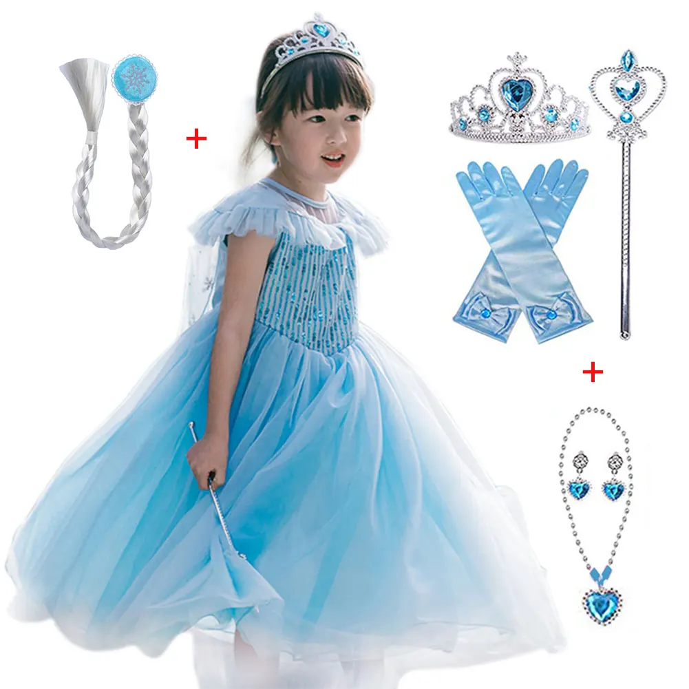 

Kids Dresses For Girls Costumes Christmas Elsa Princess Dress Cosplay Clothing 2019 New Hallowmas Party Free Hair Accessory Set
