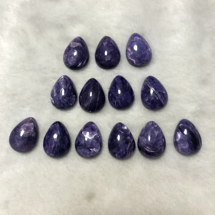 Commercio All'Ingrosso 2 Pz Cabochon Di Perline Di Charoite Naturale 15X20Mm Pera Goccia Perlina Cabochon Gemma Gioielli In Pietra, Cabochon Di Perlin