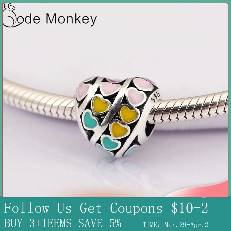 CodeMonkey классический 3 стиль разноцветное сердце любовь бусины подходят для