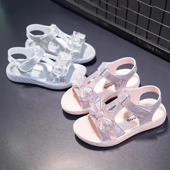 

New 2020 Children Kids Baby Beach Flat Sandals Shoes Summer Girls Sandals Fashion Bowknot Glitter Princess Girls Shoes
