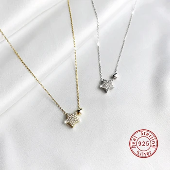 

T-XL202008011 S925 sterling silver pentagram star with zirconia pendant necklace for women 2020