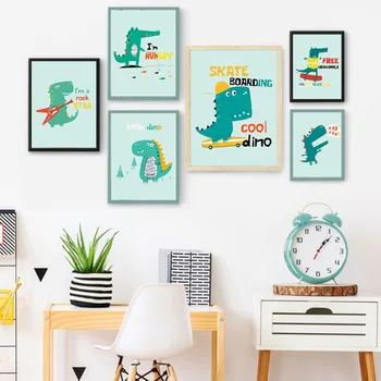 

Cartoon Little Dino Crocodile Nordic Posters And Prints Wall Art Canvas Painting Nursery Wall Pictures Baby Kids Room Home Decor