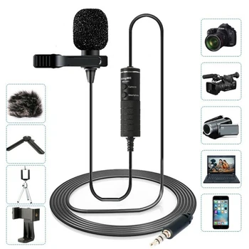 

1.45m Mini portable microphone clip-on lapel For smart Phones/DSLR/PC Professional Recording Noise Reduction Lavalier mic 3.5mm