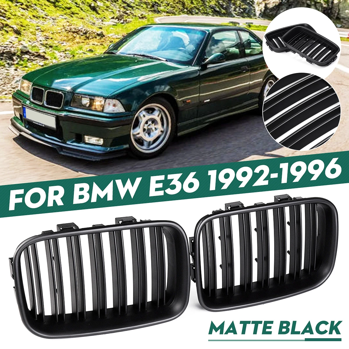 Pair Matte Black Sport Kidney Grille Grill For Bmw 6 318 328 328 1992 1993 1994 1995 1996 Car Racing Grills Racing Grills Aliexpress
