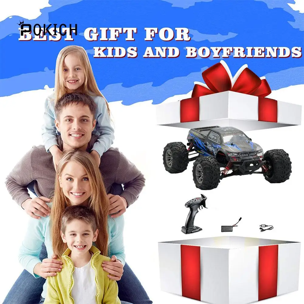 Pokich большой размер 1:16 масштаб Высокоскоростной RC игрушки 4WD 2,4 ГГц пульт дистанционного управления грузовик радио электронный контроль led внедорожный Радиоуправляемый автомобиль