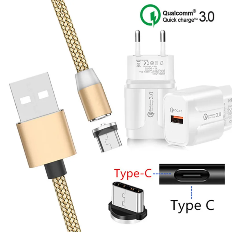 

Magnetic USB QC 3.0 Fast Charger For Samsung Galaxy S8 Note 10 A50 Xiaomi A3 Mi 9 Doogee Mix 2 BLU G9 Type C Magnet Charge Cord