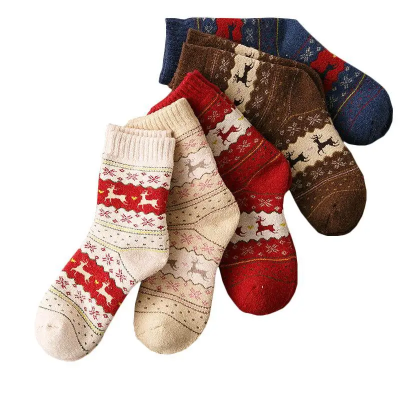 

1Pair Warm Women Socks Striped 3D Socks Autumn Winter Style Christmas Winter Socks For Woman Female Happy Sock Calcetines Meias