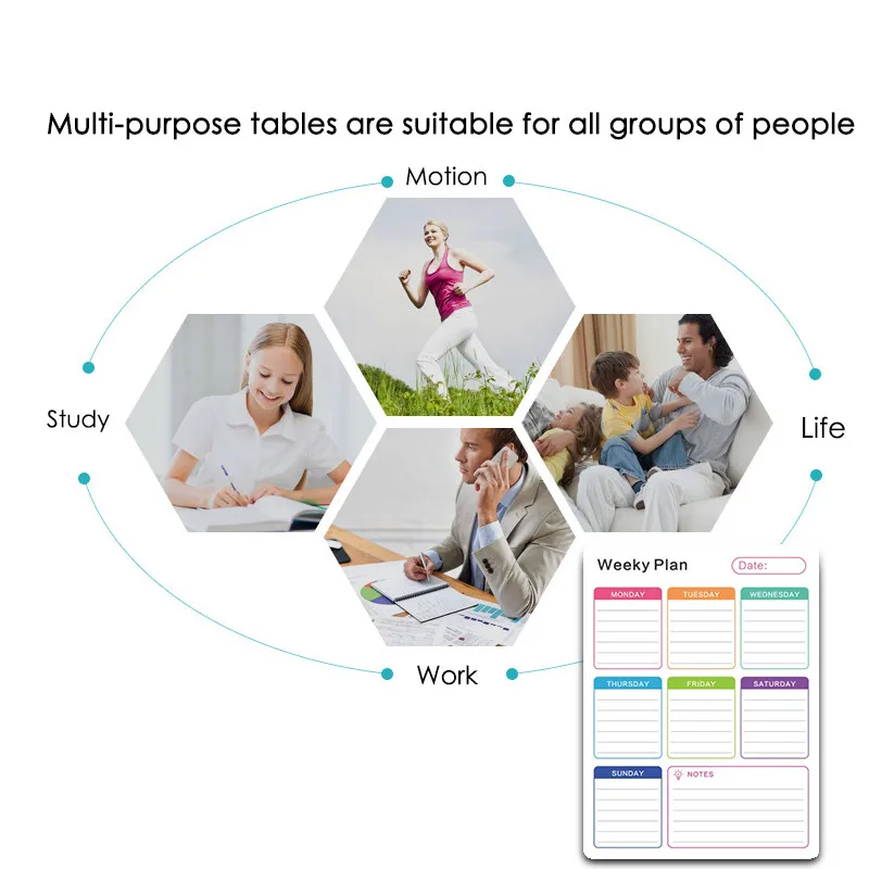 Reusable Daily Message Drawing Refrigerator Bulletin White Board DIY Magnetic Weekly& Monthly Planner Whiteboard Fridge Sticker