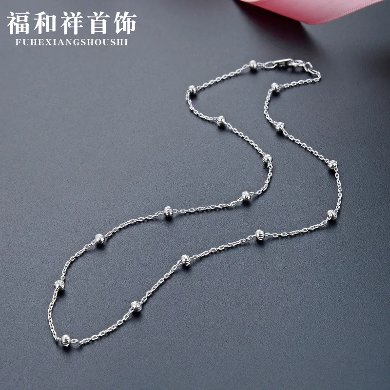 

Korean-style 925 Sterling Necklace Women's 30 Car Flower Cross Package 3.0 Machete Beads Choker Accessories