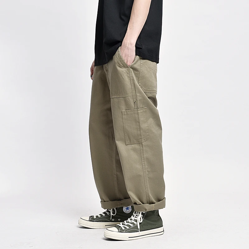 Black Pleated Polyester And Cotton Canvas Cargo Pants – MODES