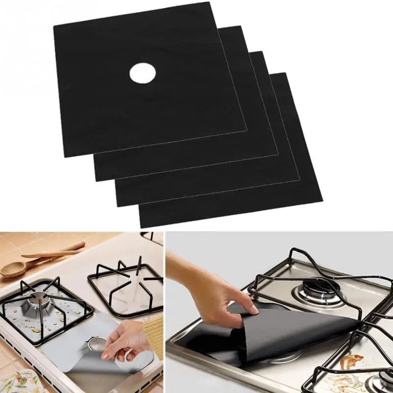 

4Pcs/set OR 1*1pcs Kitchen Cooking Tools Set Black White Reusable Foil Gas Hob Range Stovetop Liner Cover Protector For Cleaning