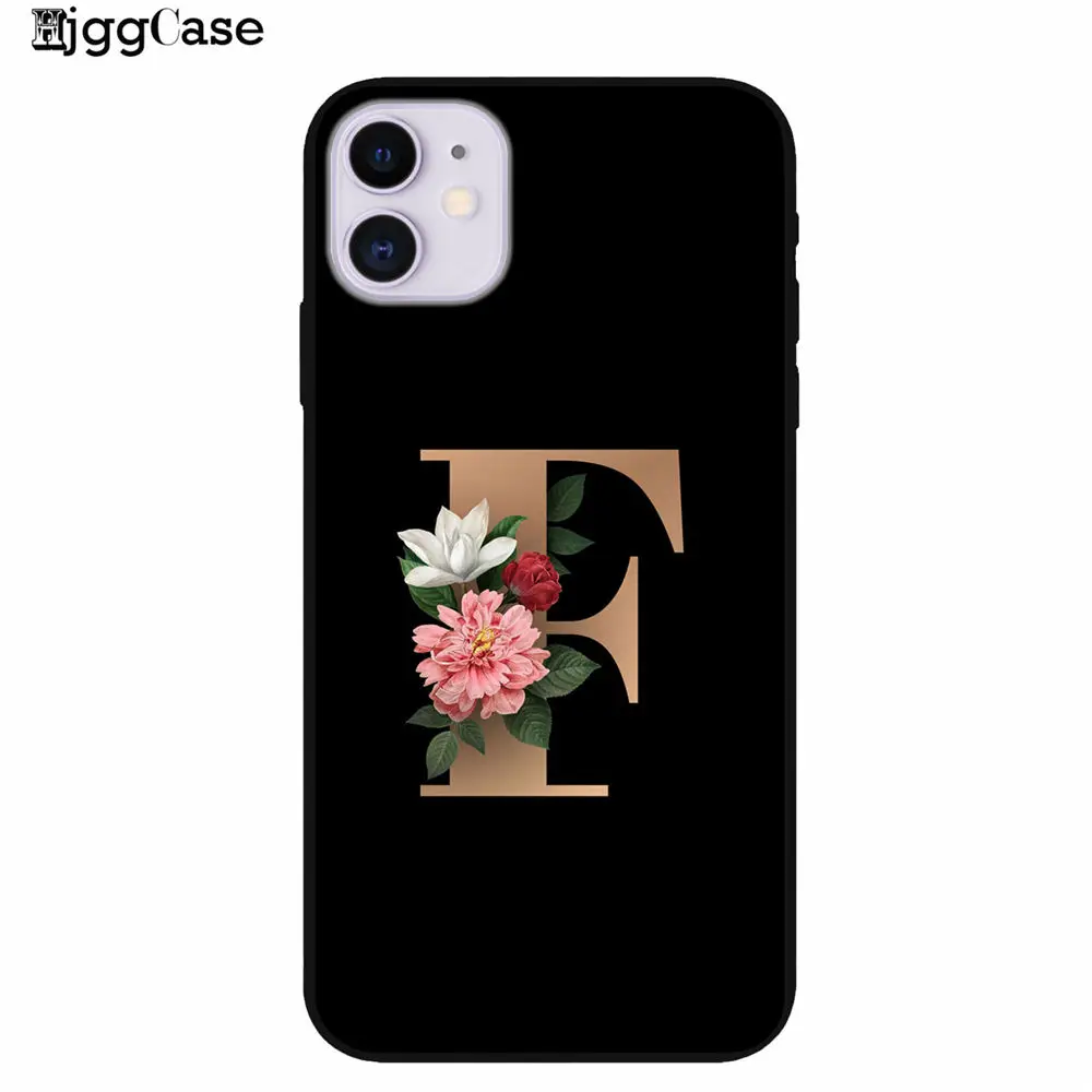 Буквенный Алфавит цветочный принт черный чехол для телефона iPhone 11 Pro X 7 5 6 6s 8 plus Xs XR Max SE силиконовый чехол для телефона - Цвет: A8542
