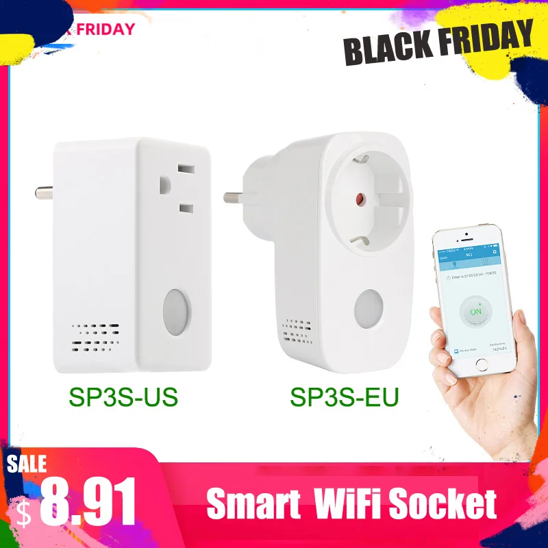 

Broadlink SP3S EU/US Energie Monitor Smart Draadloze WiFi Socket Afstandsbediening Met Power Meter Controle Door IOS Android