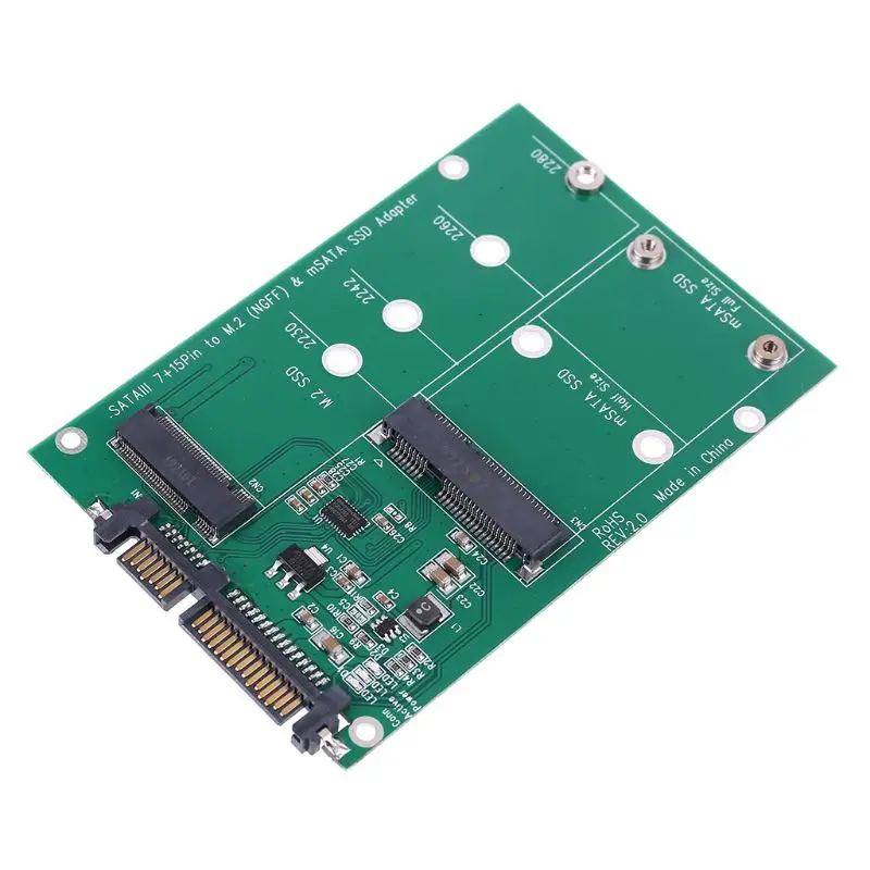 MSATA и M.2(B-Key NGFF) 2в1 многоразмерный SSD для SATA 3 III адаптер конвертер
