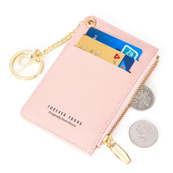 

Brand Card Holder Women Soft Leather Key Chain Bag Small Card Wallets Female Organizer Mini Credit Card Case Zipper Coin Bags