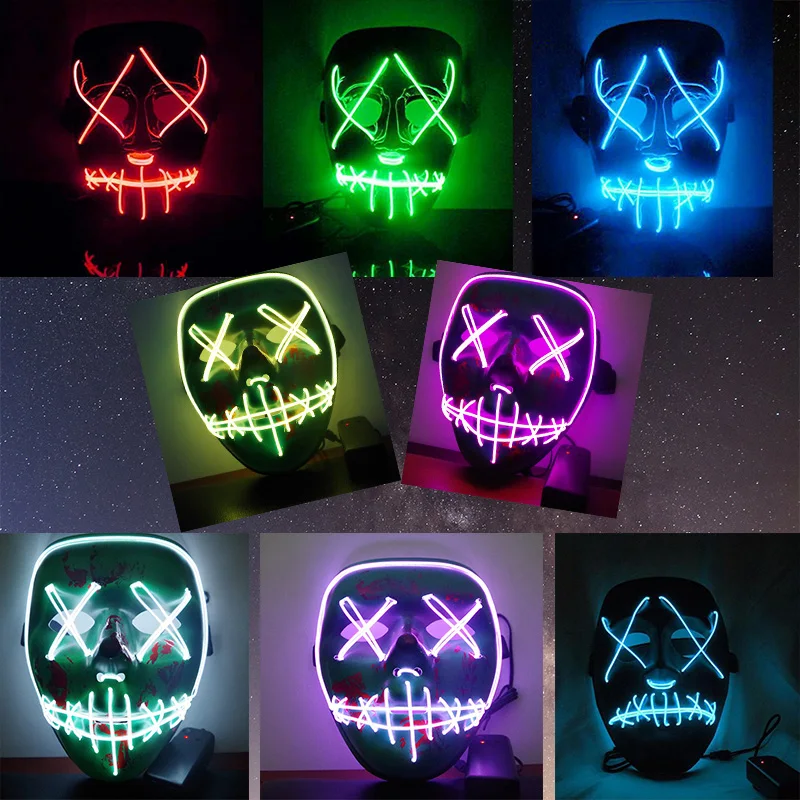 Halloween LED Mask Funny Light Up Mask From The Purge Election Year Great For Festival Cosplay Costume New Year Party Mask