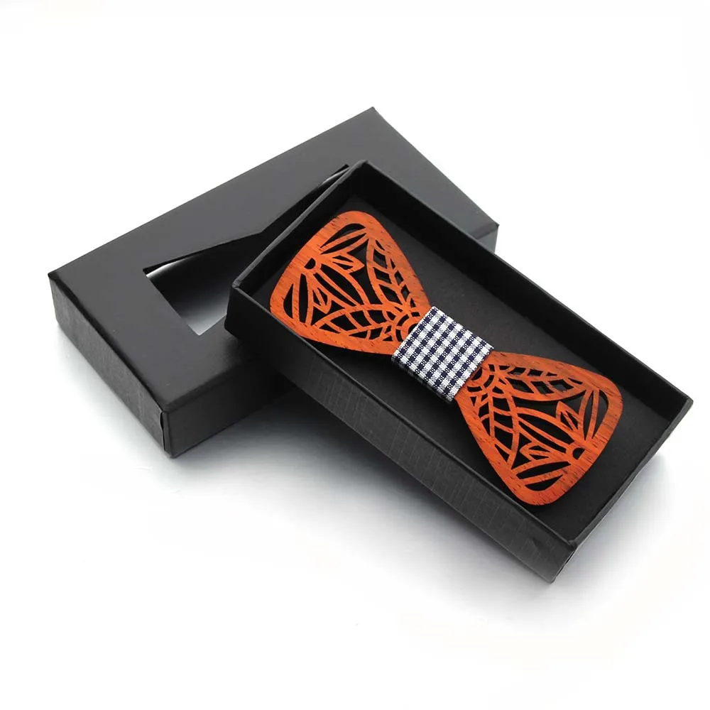 Wood Bowtie in Box Мужские выдалбливают, резные, деловые, вечерние, подарок, деревянный галстук-платок, винтажный галстук-бабочка, новая свадебная бабочка, настоящая древесина, галстук на шею - Цвет: Wood Bowtie in Box