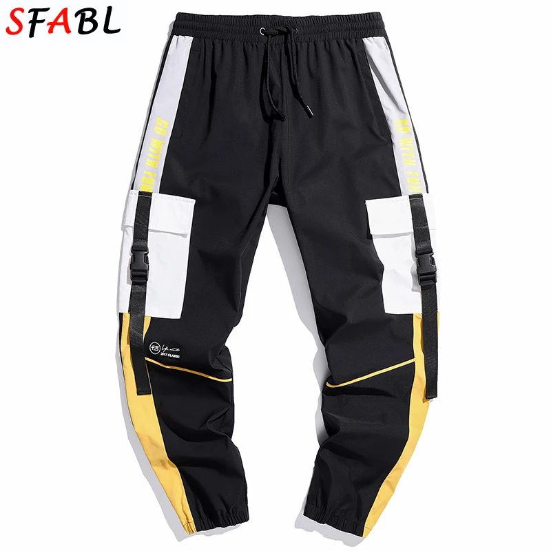 SFABL модные лоскутные брюки карго мужские шаровары штаны для бега уличные
