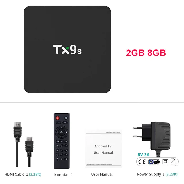 2GB 8GB TX9S Smart Android 9,0 tv BOX Amlogic S912 Восьмиядерный Mali-T820MP3 GPU 2 ГБ DDR3 8 Гб 2,4 г Wifi телеприставка 4K HD box медиаплеер - Цвет: 2GB 8GB