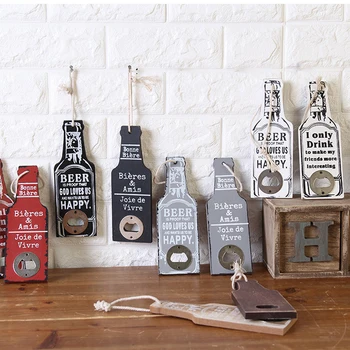 

Wooden Beer Bottle Opener Wall Hanging Vintage Wood Handcraft Creative Openers for Home Restaurant Bar Decoration
