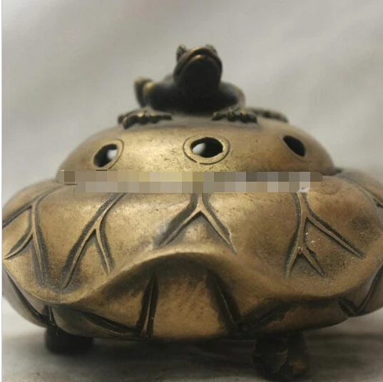 ---503+++ Chinese Folk Culture Handmade Brass Bronze Statue Frog incense burner Sculpture | Дом и сад