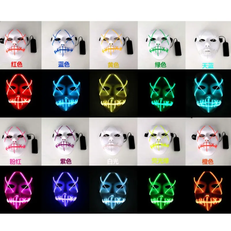 Halloween Luminous Full Face Covered Mask Glowing Voice Control Cosplay Party Mask