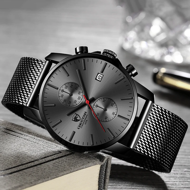Men Watch Cheetah Brand Fashion Sports Quartz Watches Mens Leather Waterproof Chronograph Cloc-6