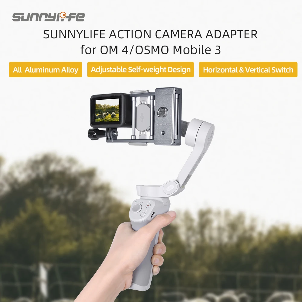 

Ручной шарнирный адаптер Sunnylife для экшн-камеры, переключатель, монтажная пластина, стабилизатор для GoPro 9/8/Osmo Action для OM5/4SE/Osmo Mobile3