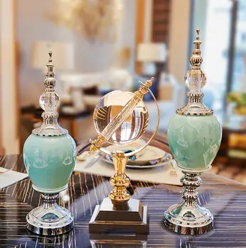 

Creative European Advanced Home Furnishing Decoration Crafts Desktop Luxury Ceramic Ornament Livingroom TV Cabinet Figurines
