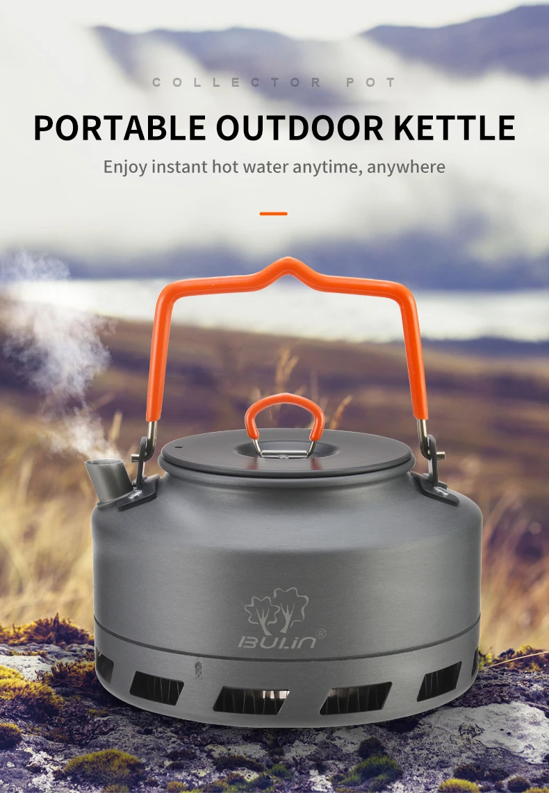 1.1/1.6L Outdoor Camping Hiking Portable Kettle Collector Heat Ring Coffee Water Kettle Teapot